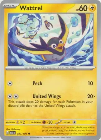 080/193 Wattrel Paldea Evolved Pokémon Card
