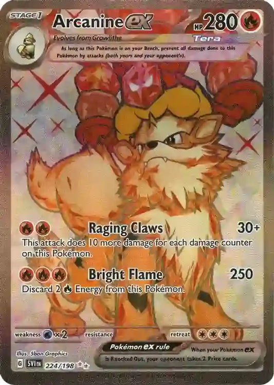 224/198 Arcanine ex Scarlet & Violet Base Set Pokémon Card