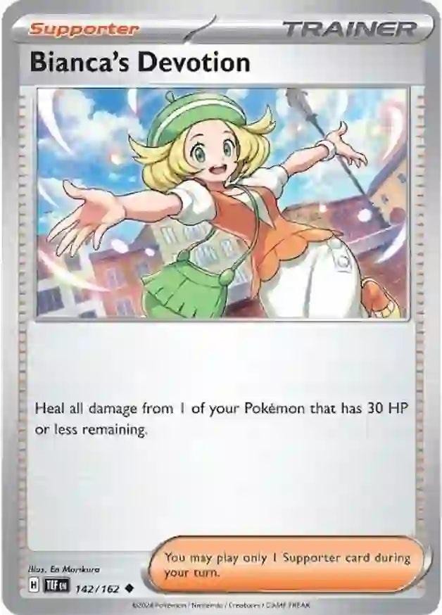 142/162 Bianca's Devotion Scarlet & Violet Temporal Forces Pokémon Card