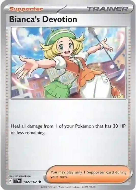142/162 Bianca's Devotion Scarlet & Violet Temporal Forces Pokémon Card