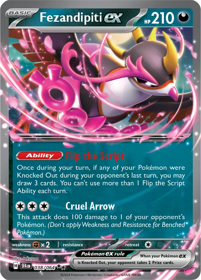 038/064 Fezandipiti ex Shrouded Fable Pokémon Card