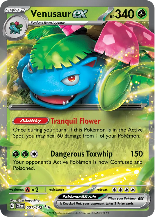 001/142 Venusaur ex Stellar Crown Pokémon Card