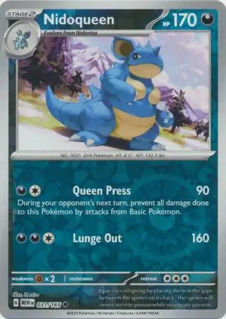 031/165 Nidoqueen Reverse Holo 151 Pokémon Card
