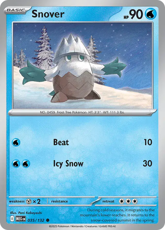 035/132 Snover Mega Evolution Pokémon Card Choose Between Non-Holo & Reverse Holo