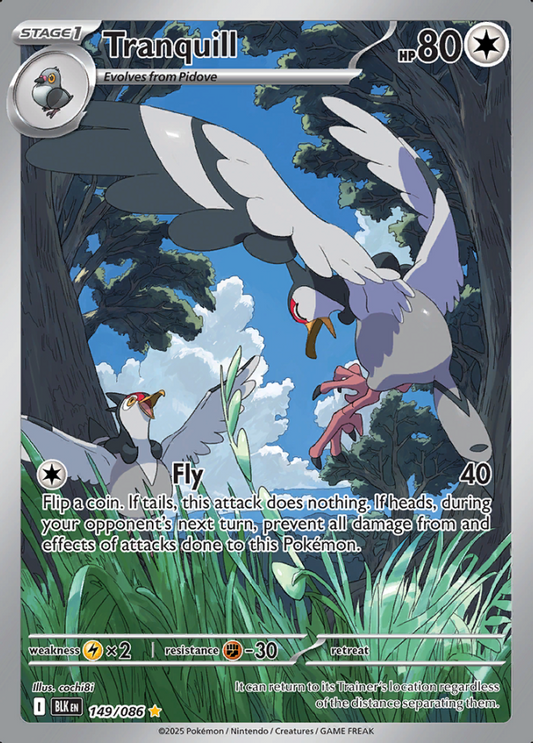 149/086 Tranquill Illustration Rare Black Bolt Pokémon Card