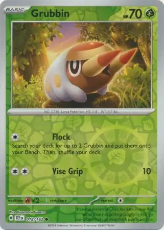 018/162 Grubbin Reverse Holo Temporal Forces Pokémon Card