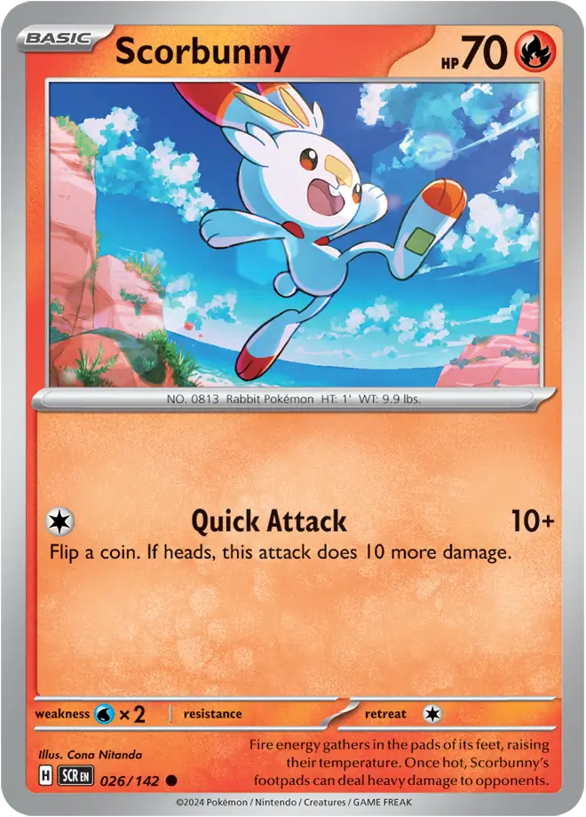 026/142 Scorbunny Stellar Crown Pokémon Card
