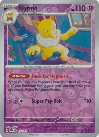 097/165 Hypno Reverse Holo 151 Pokémon Card