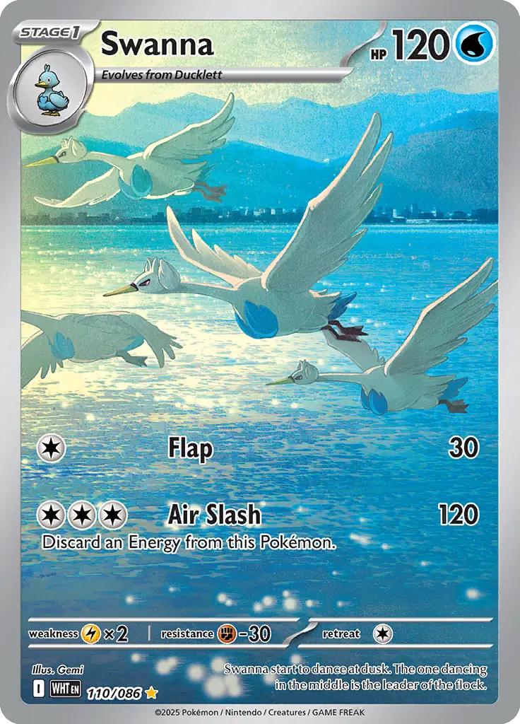 110/086 Swanna White Flare Pokémon Card