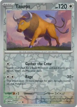 128/165 Tauros Reverse Holo 151 Pokémon Card