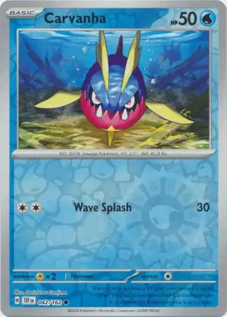 042/162 Carvanha Reverse Holo Temporal Forces Pokémon Card