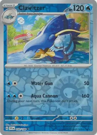 050/198 Clawitzer Reverse Holo Scarlet & Violet Base Set Pokémon Card
