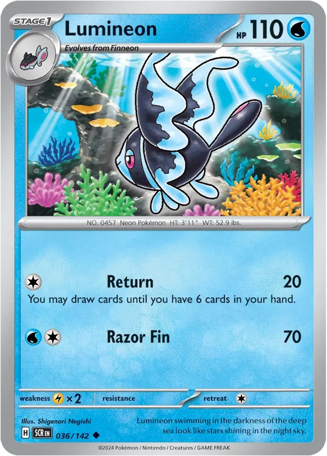 036/142 Lumineon Stellar Crown Pokémon Card