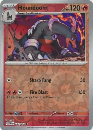 034/198 Houndoom Reverse Holo Scarlet & Violet Base Set Pokémon Card