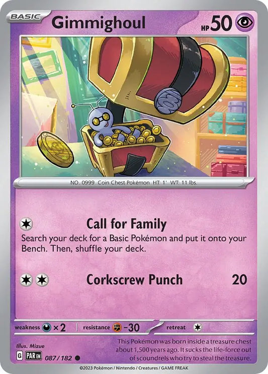 087/182 Gimmighoul Paradox Rift Pokémon Card