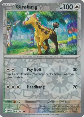 154/193 Girafarig Reverse Holo Paldea Evolved Pokémon Card