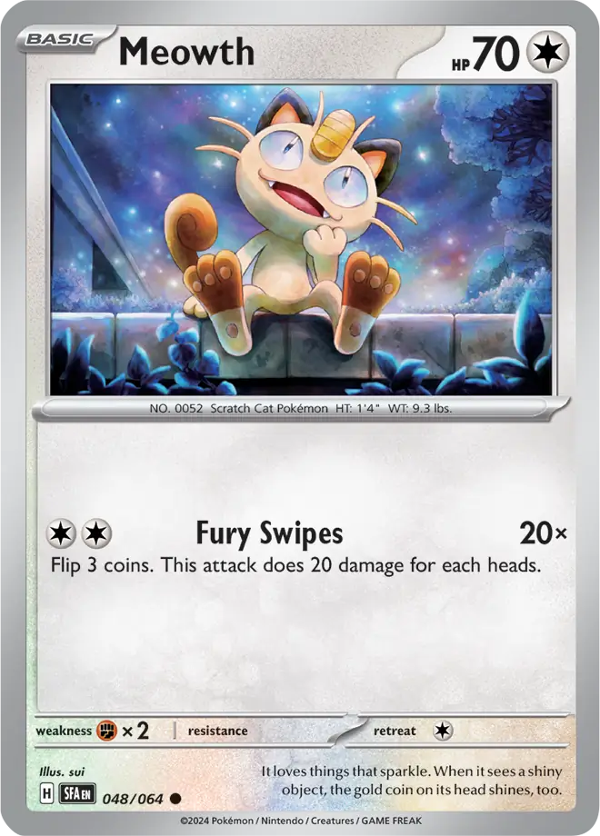 048/064 Meowth Shrouded Fable Pokémon Card