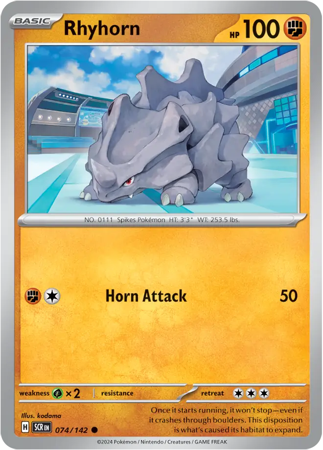 074/142 Rhyhorn Stellar Crown Pokémon Card