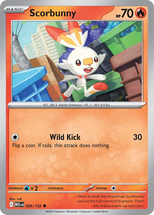 026/132 Scorbunny Mega Evolution Pokémon Card