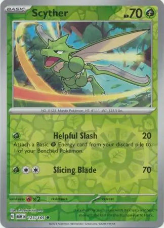 123/165 Scyther Reverse Holo 151 Pokémon Card
