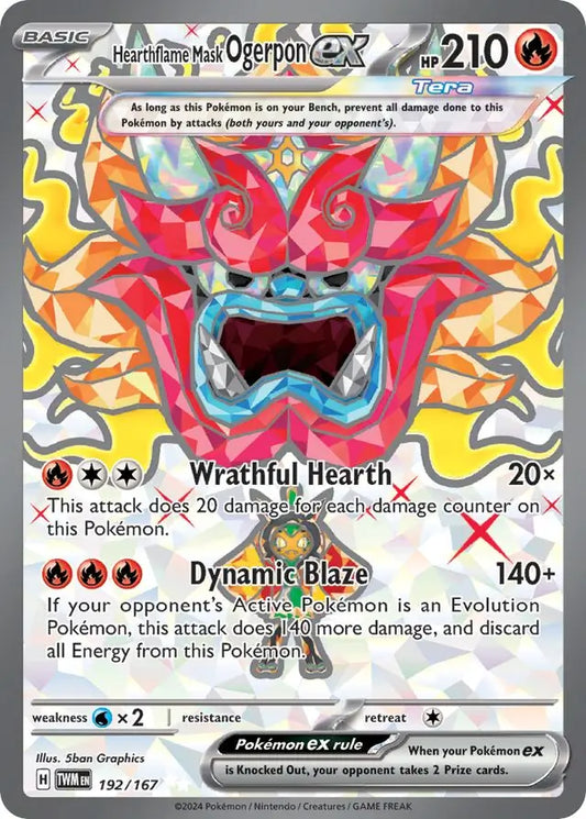 192/167 Hearthflame Mask Ogerpon ex Twilight Masquerade Pokémon Card