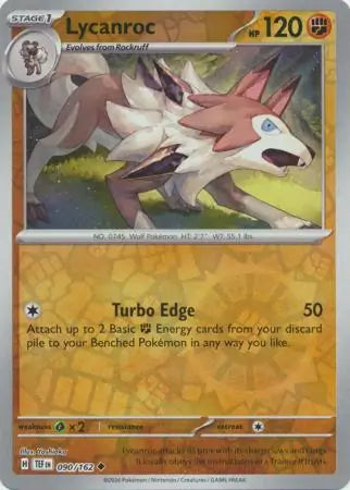 090/162 Lycanroc Reverse Holo Temporal Forces Pokémon Card