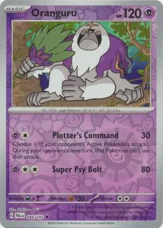 094/193 Oranguru Reverse Holo Paldea Evolved Pokémon Card
