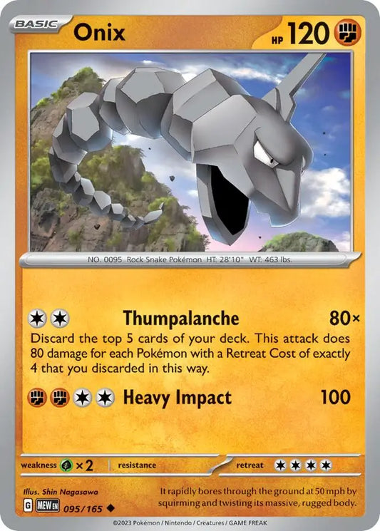 095/165 Onix 151 Pokémon Card