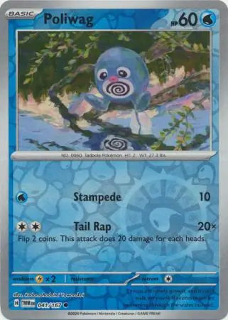 041/167 Poliwag Reverse Holo Twilight Masquerade Pokémon Card