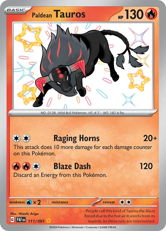 111/091 Paldean Tauros Paldean Fates Pokémon Card