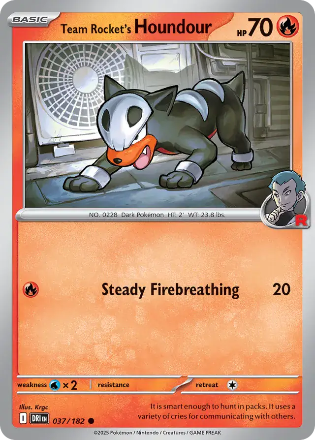 037/182 Team Rocket's Houndour Destined Rivals Pokémon Card