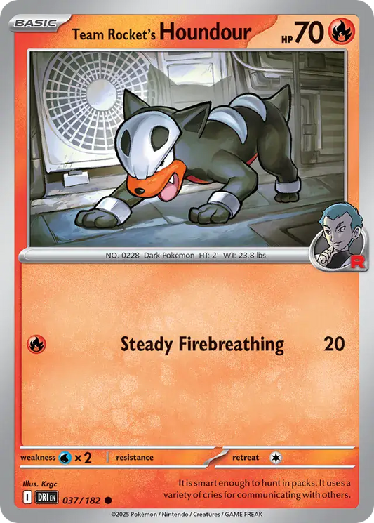 037/182 Team Rocket's Houndour Destined Rivals Pokémon Card
