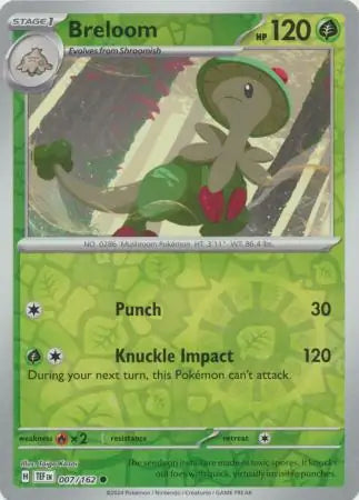 007/162 Breloom Reverse Holo Temporal Forces Pokémon Card