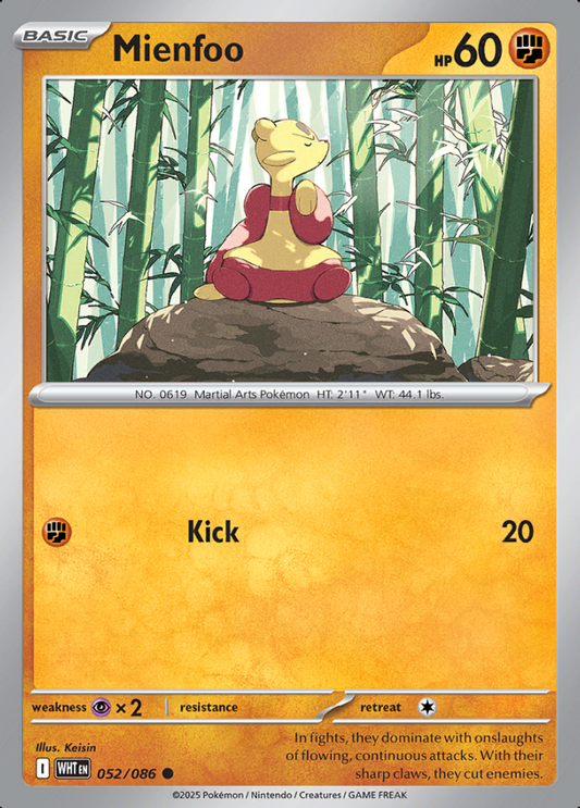 052/086 Mienfoo White Flare Pokémon Card