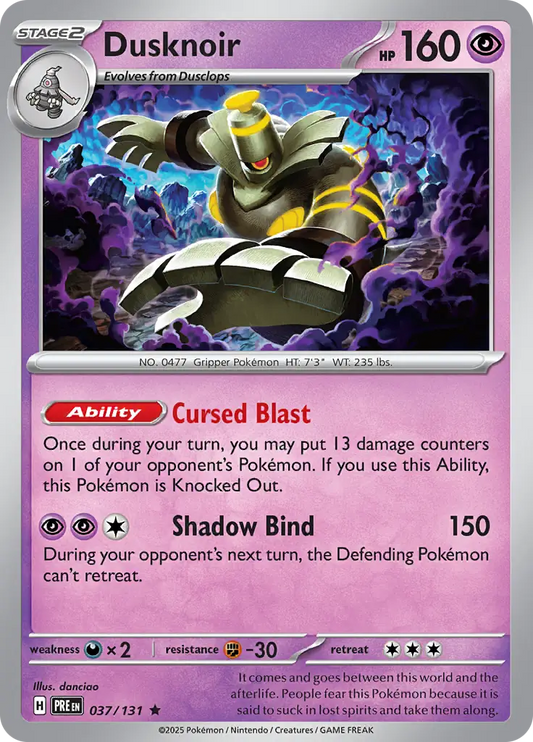 037/131 Dusknoir Prismatic Evolutions Pokémon Card