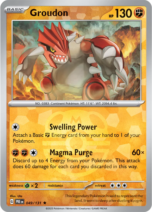 049/131 Groudon Master Ball Holo Prismatic Evolutions Pokémon Card