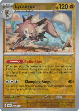 085/159 Lycanroc Reverse Holo Journey Together Pokémon Card