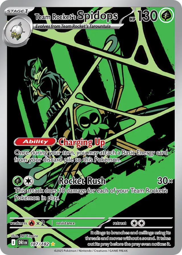187/182 Team Rocket's Spidops Destined Rivals Pokémon Card