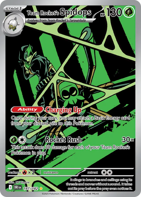 187/182 Team Rocket's Spidops Destined Rivals Pokémon Card