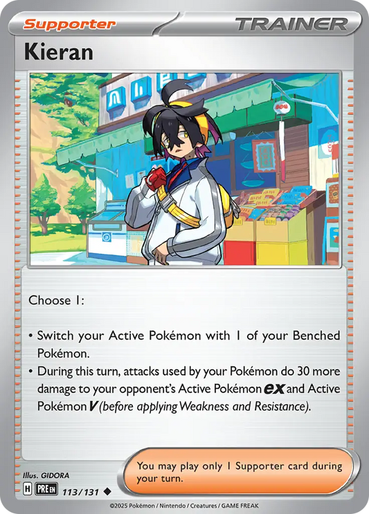113/131 Kieran Prismatic Evolutions Pokémon Card