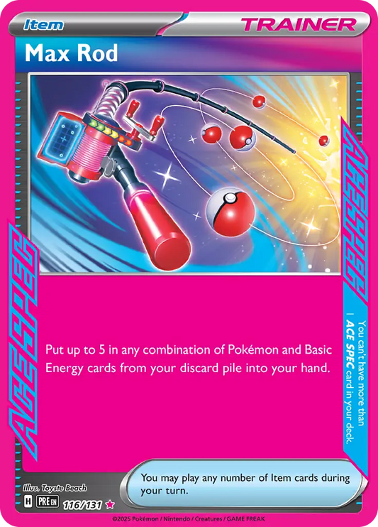 116/131 Max Rod Prismatic Evolutions Pokémon Card