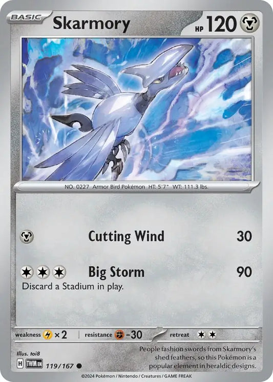 119/167 Skarmory Twilight Masquerade Pokémon Card