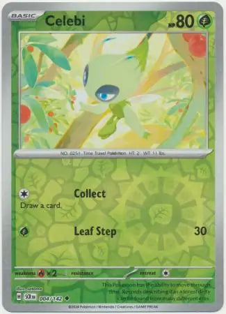 004/142 Celebi Reverse Holo Stellar Crown Pokémon Card