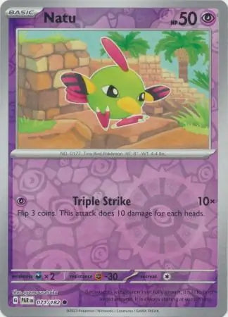 071/182 Natu Reverse Holo Paradox Rift Pokémon Card