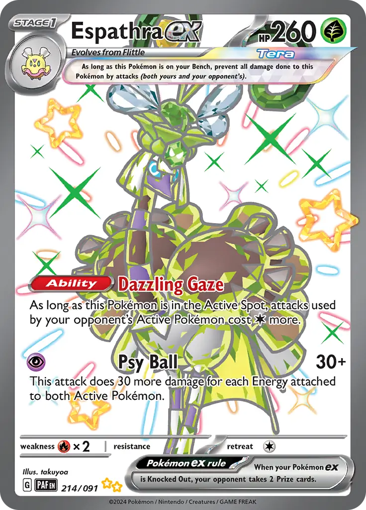 214/091 Espathra ex Paldean Fates Pokémon Card
