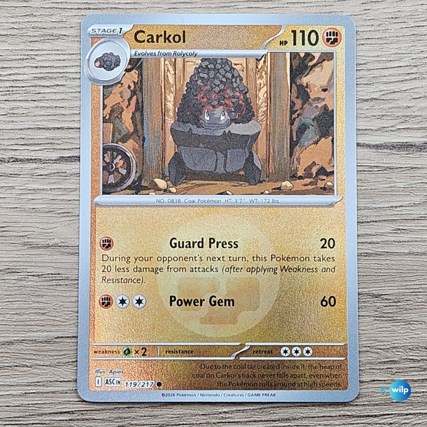 119/217 Carkol Reverse Holo Ascended Heroes Pokémon Trading Card