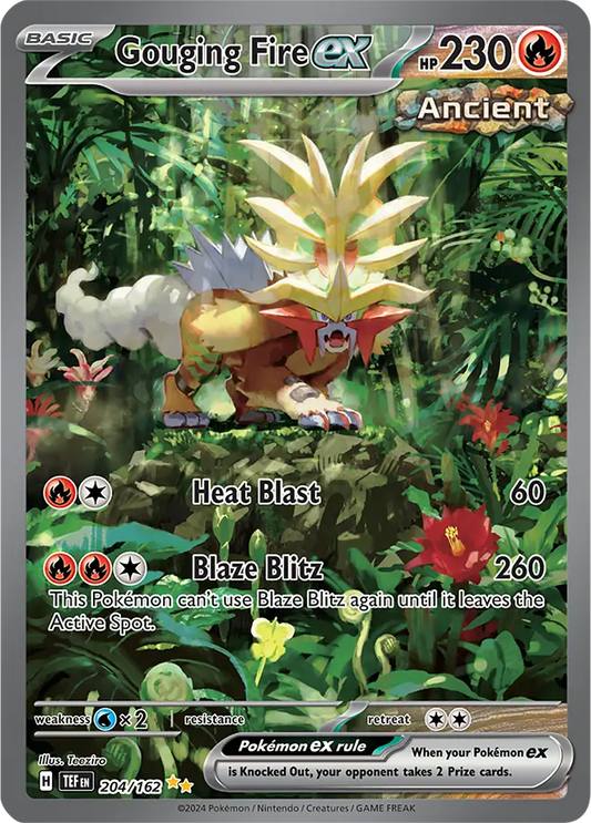 204/162 Gouging Fire ex Scarlet & Violet Temporal Forces Pokémon Card
