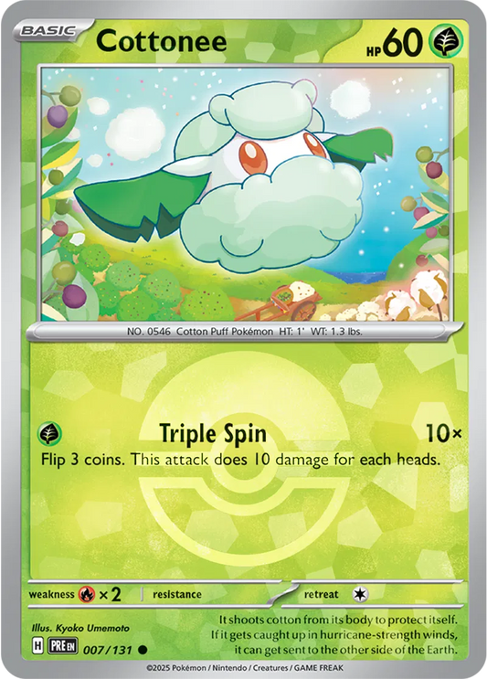 007/131 Cottonee Poke Ball Holo Prismatic Evolutions Pokémon Card