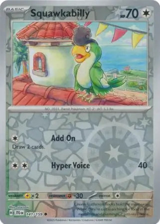 141/159 Squawkabilly Reverse Holo Journey Together Pokémon Card