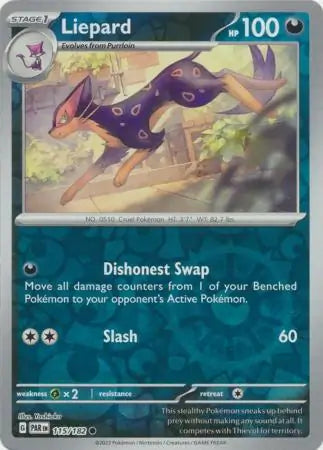 115/182 Liepard Reverse Holo Paradox Rift Pokémon Card